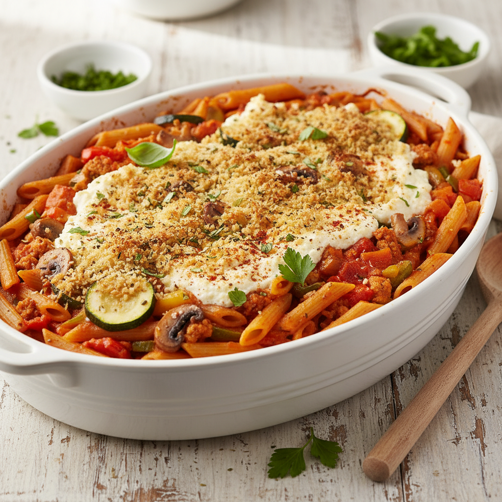 Award-Winning Volumetric Mediterranean Turkey & Roasted Pepper Penne Bake