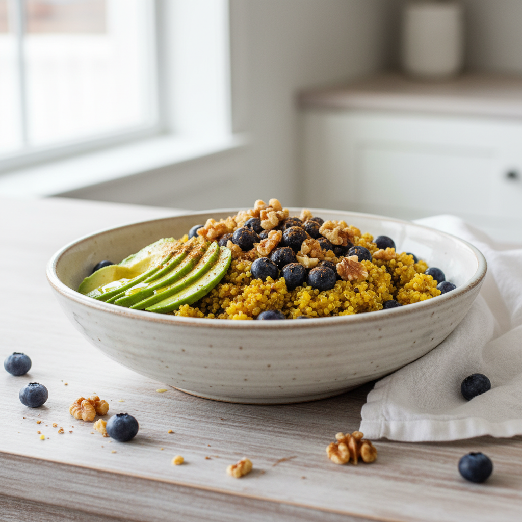 Brain Boosting Turmeric & Blueberry Quinoa Bowl