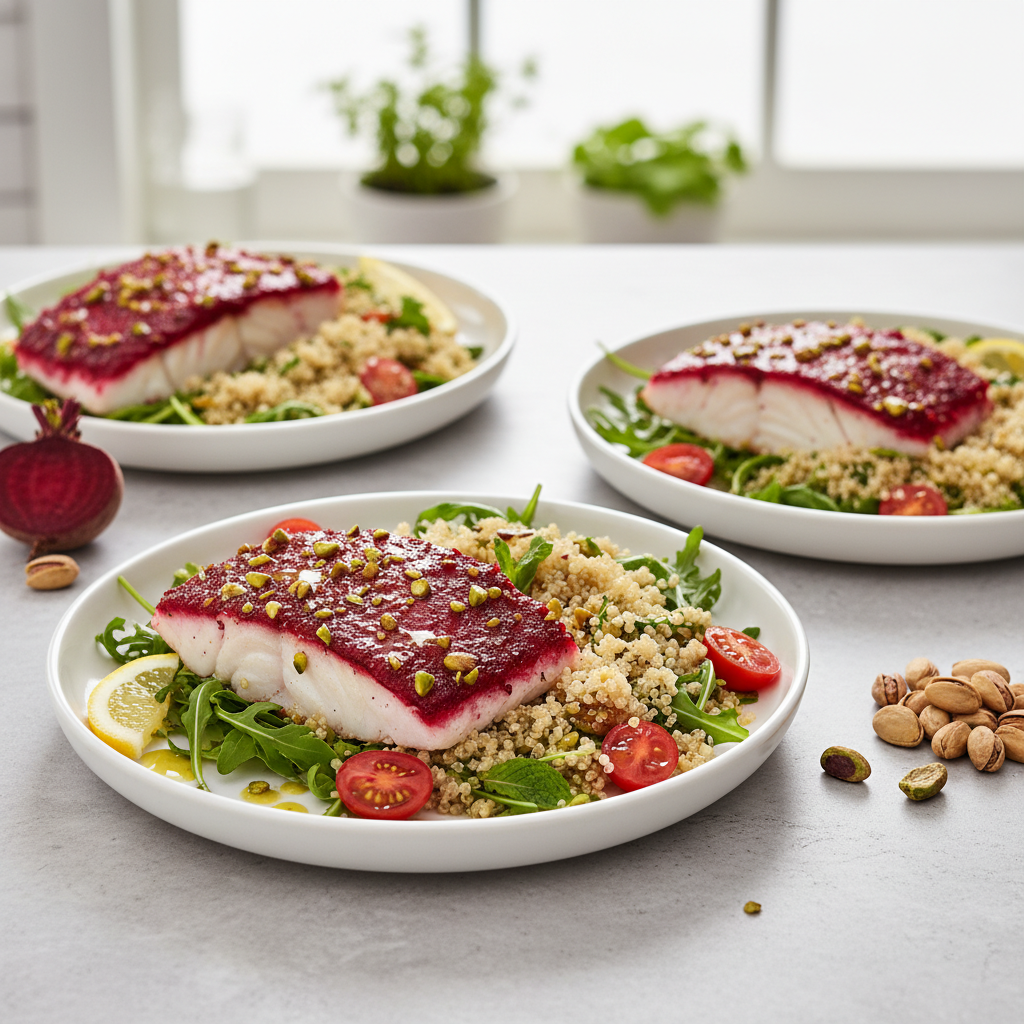 Crimson Tide Cod with Lemon-Mint Quinoa