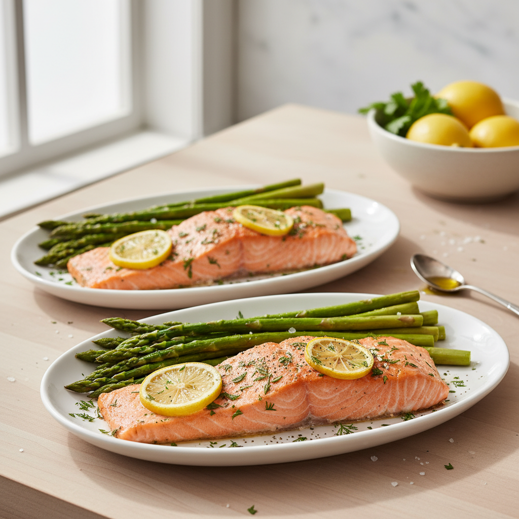 Dash of Delight: Lemon-Herb Baked Salmon with Asparagus