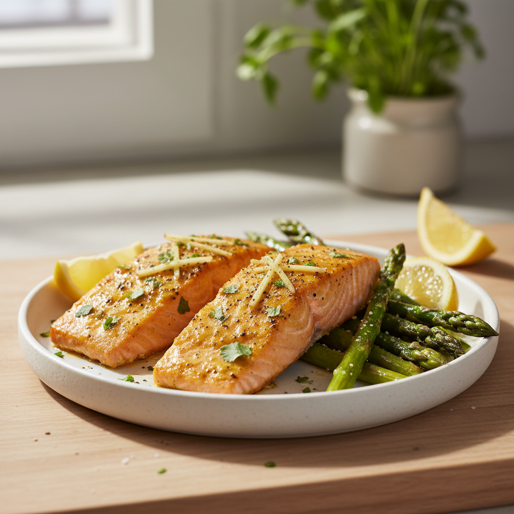 Dash of Turmeric & Ginger Salmon with Roasted Asparagus