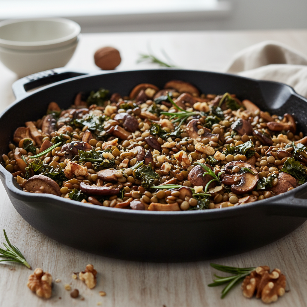 Forest Floor Rosemary & Balsamic Lentil & Mushroom Skillet