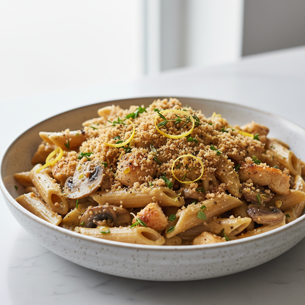 Golden Chicken & Cauliflower Silk Pasta with Toasted Herb Crumble