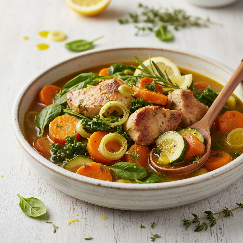 Mediterranean Lemon-Herb Chicken & Root Vegetable Stew