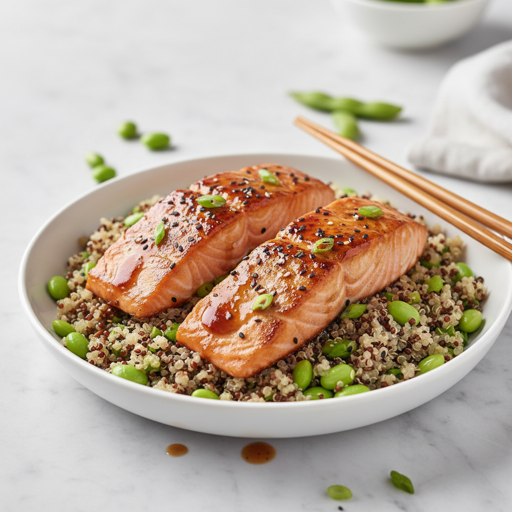 Miso-Glazed Salmon with Edamame and Quinoa