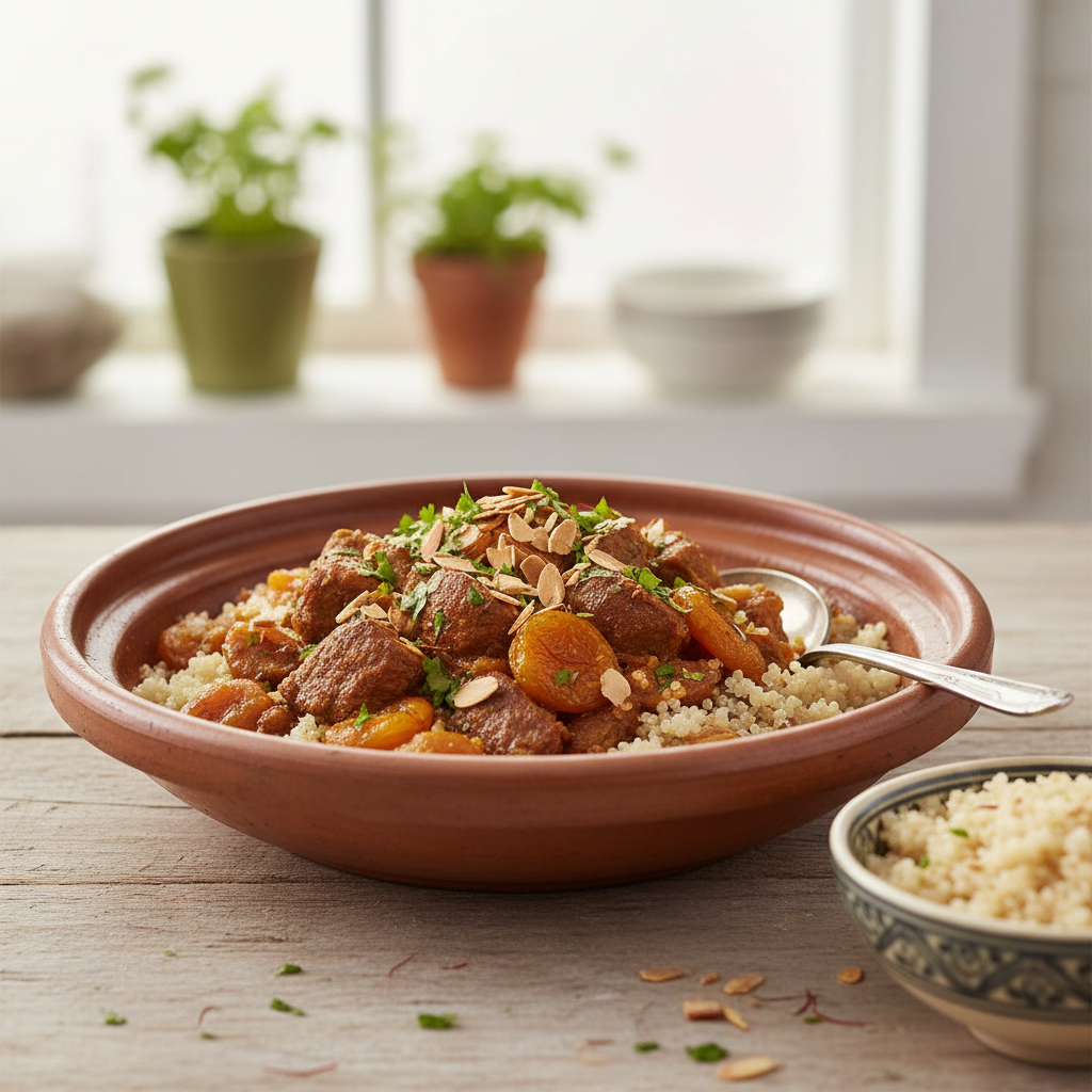 Moroccan Spiced Lamb & Apricot Tagine with Quinoa