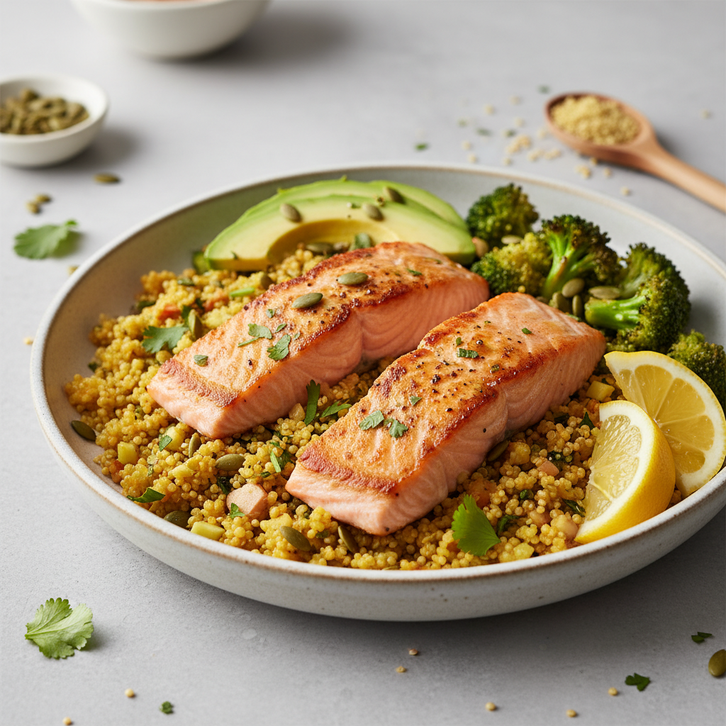 Soothing Salmon with Turmeric-Ginger Quinoa