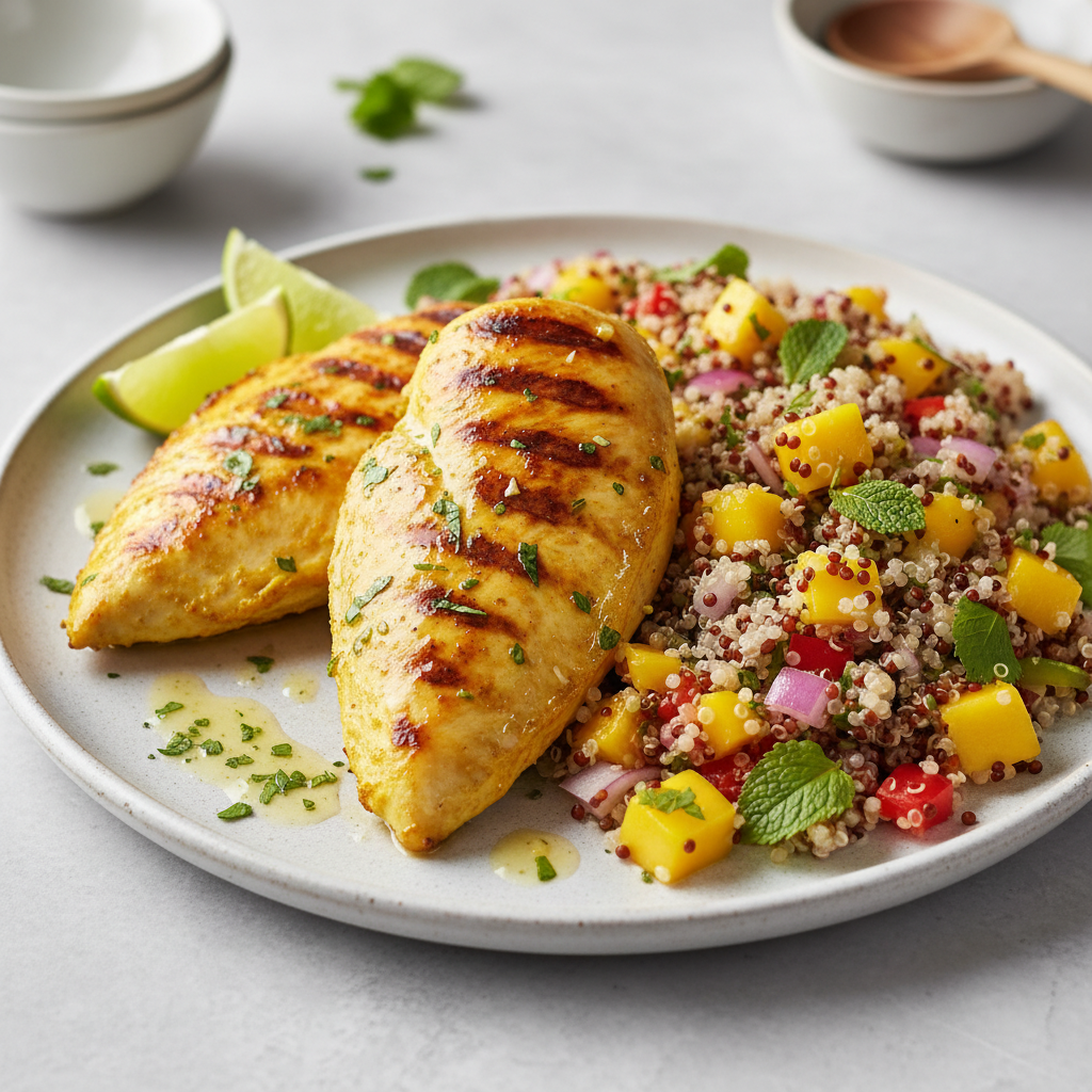 Turmeric-Lime Chicken with Mango-Quinoa Medley