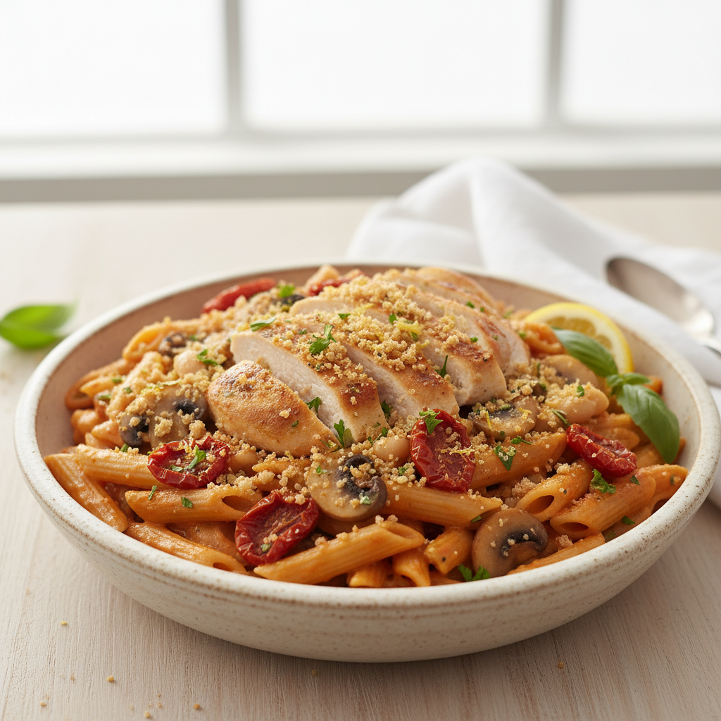 Tuscan Sunburst Chicken & White Bean Penne with Crispy Herb Crumble