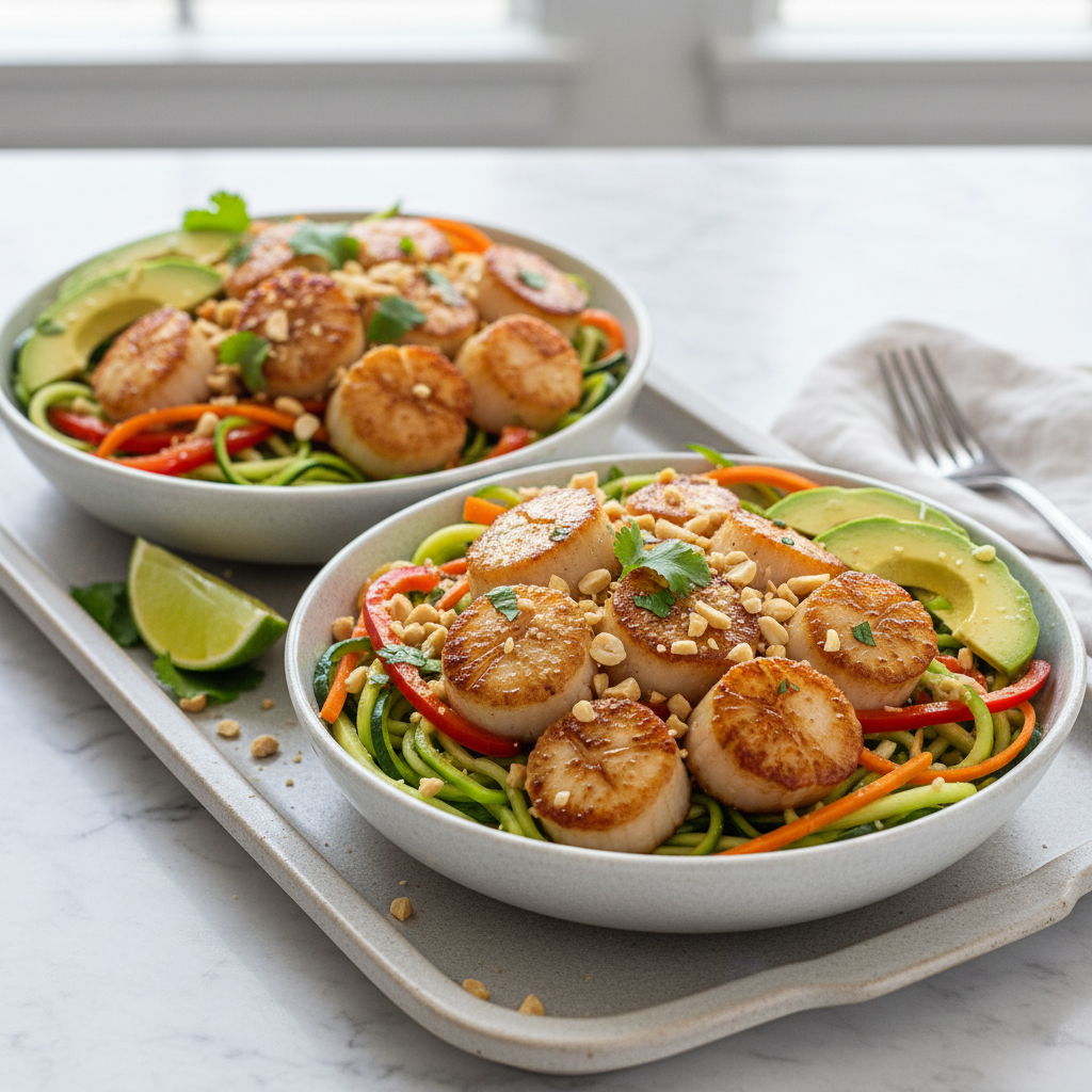 Zesty Ginger-Lime Scallop & Zoodle Power Bowls