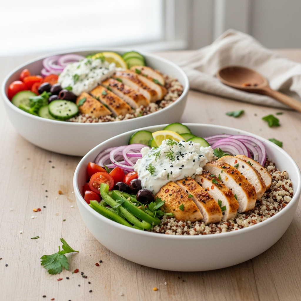 Zesty Mediterranean Chicken & Quinoa Power Bowls